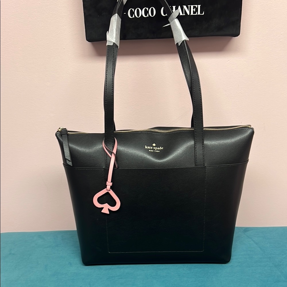 Kate Spade Black Tote with Pink Charm